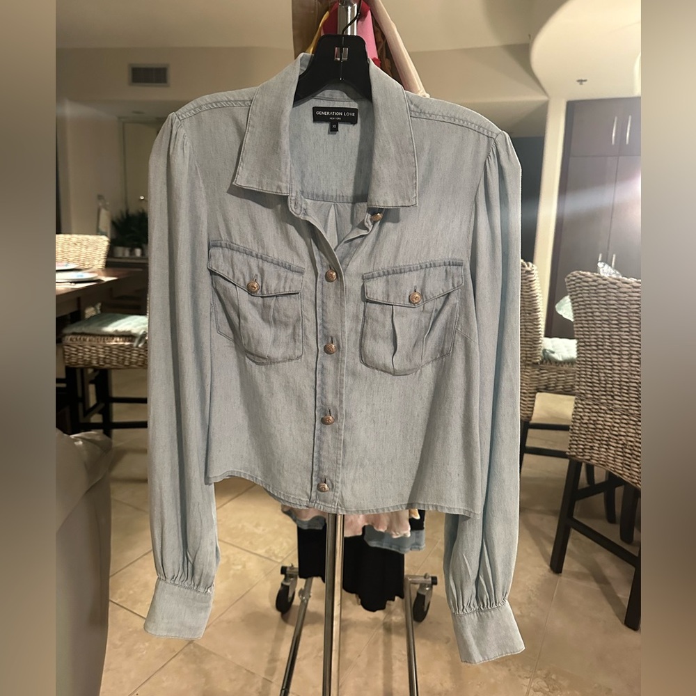 Generation Love Button Front Collared Pocket Shirt - image 1